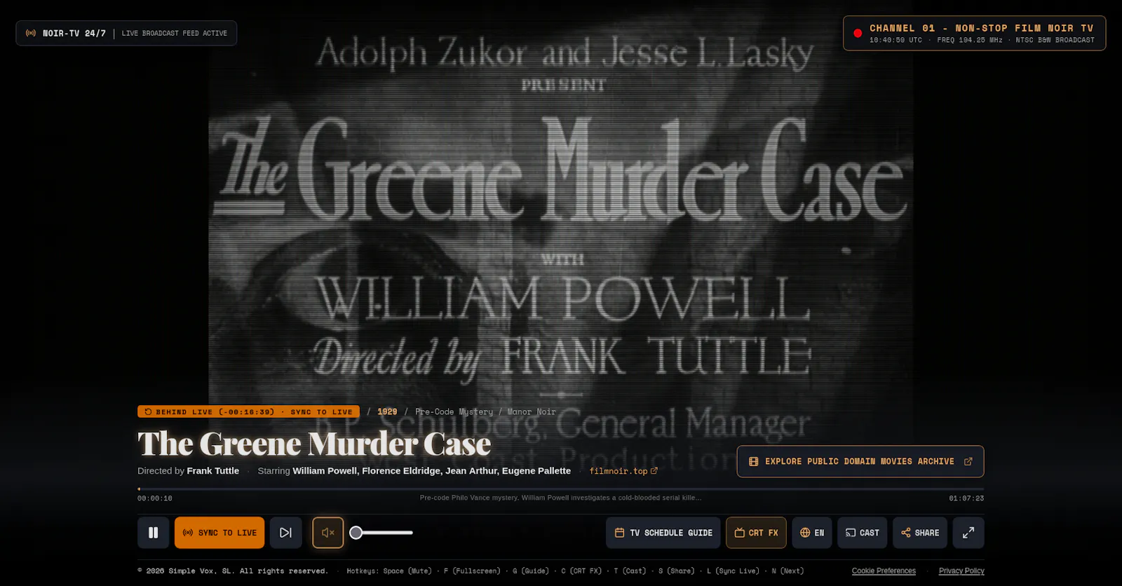 Film Noir TV screenshot 1