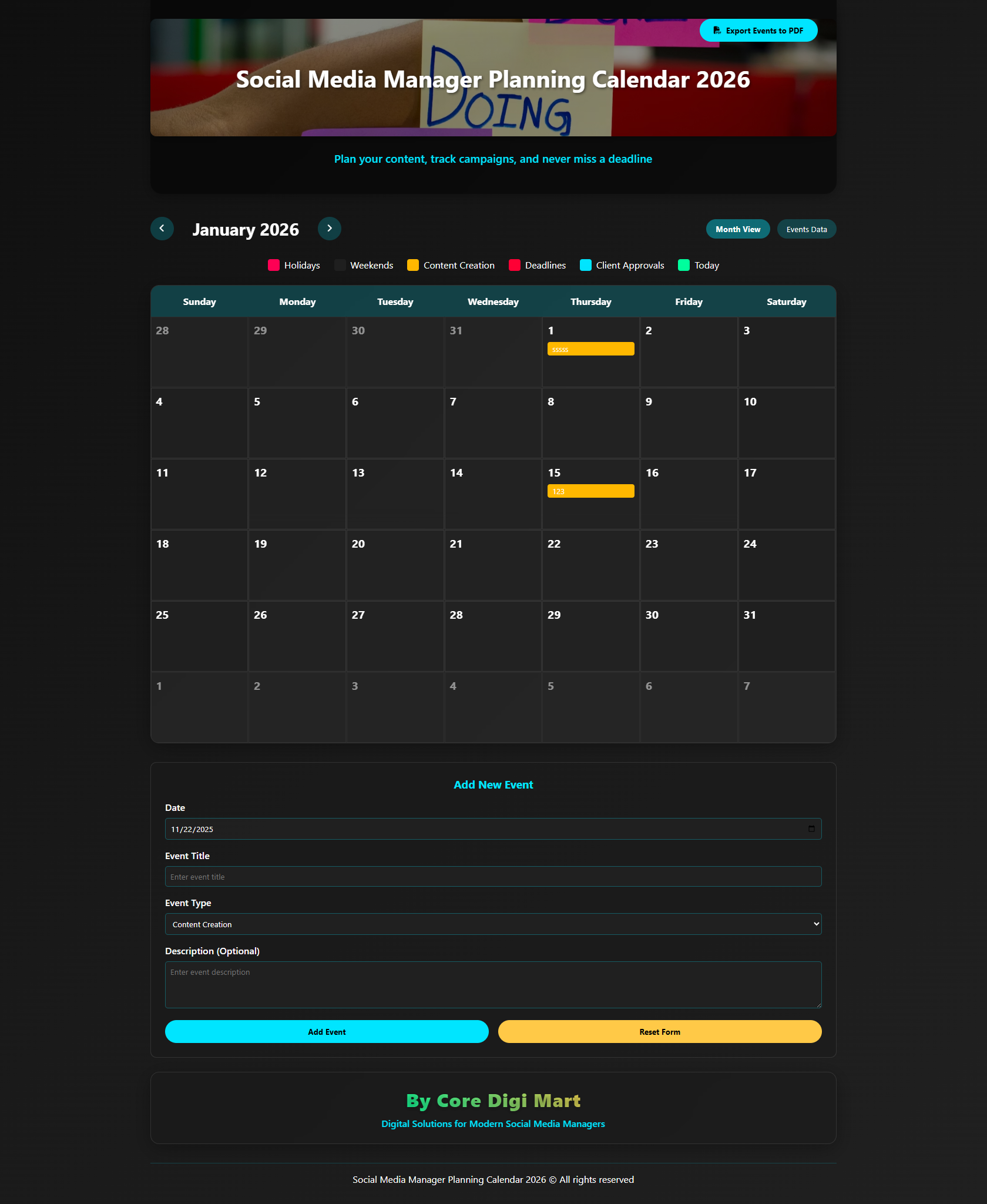 Social Media Planning Calendar 2026 gallery image