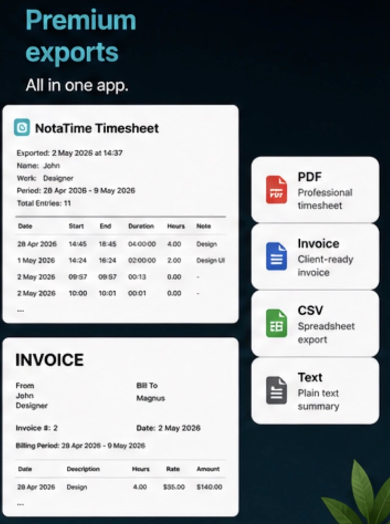 NotaTime — Simple Time Tracking screenshot 2