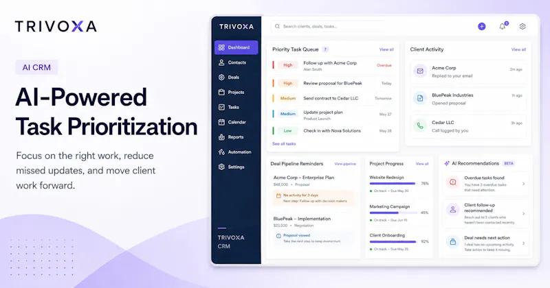 Trivoxa AI CRM screenshot 2