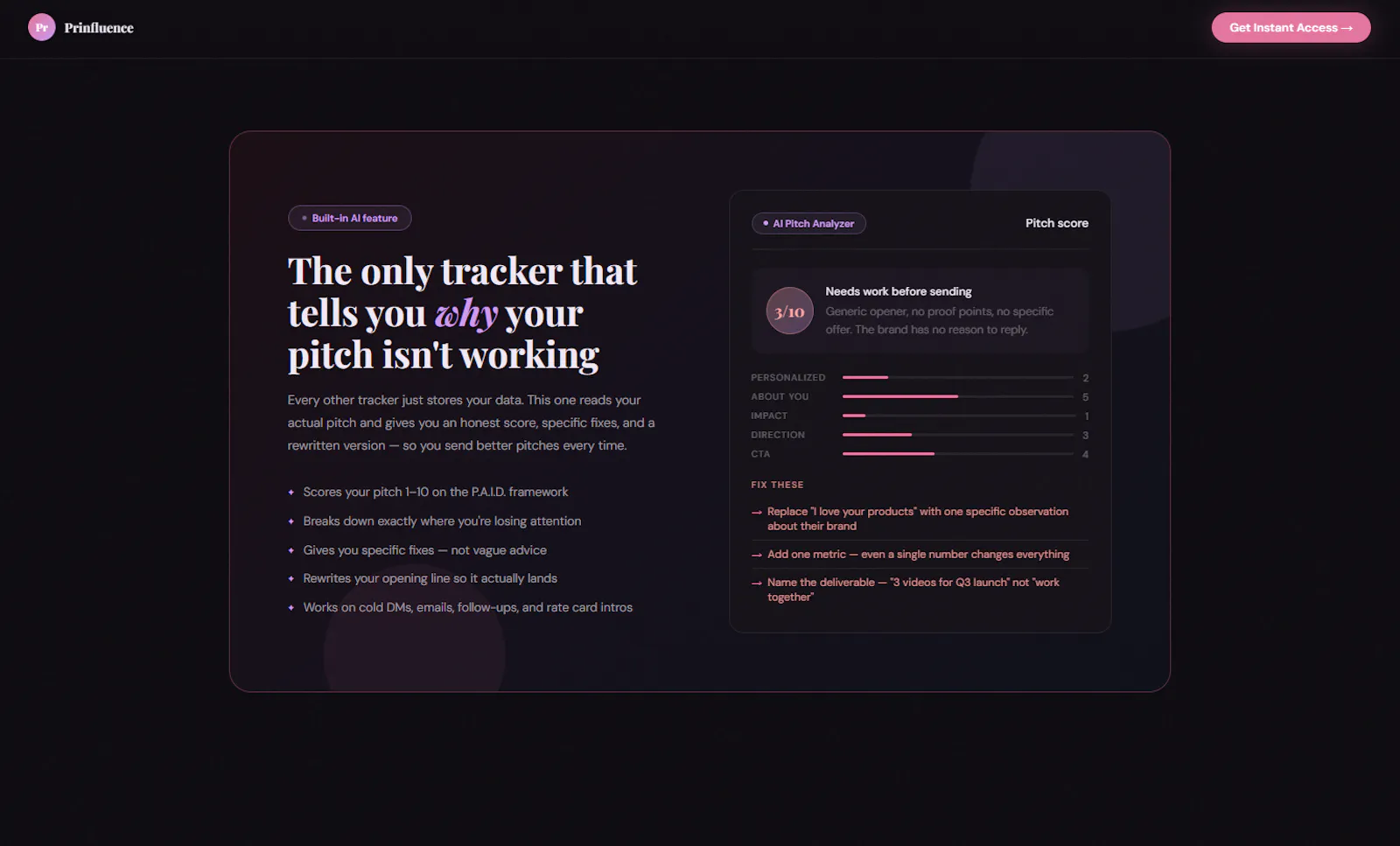 The Outreach Tracker — Prinfluence screenshot 3