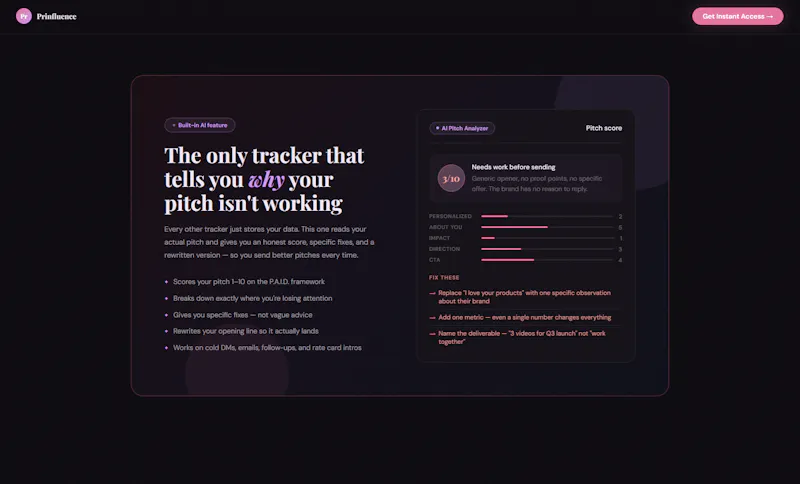 The Outreach Tracker — Prinfluence screenshot 3