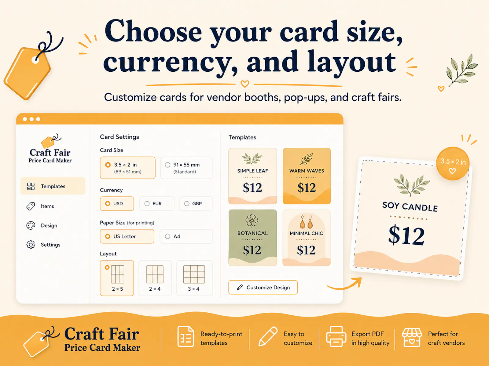 Craft Fair Price Card Maker screenshot 2