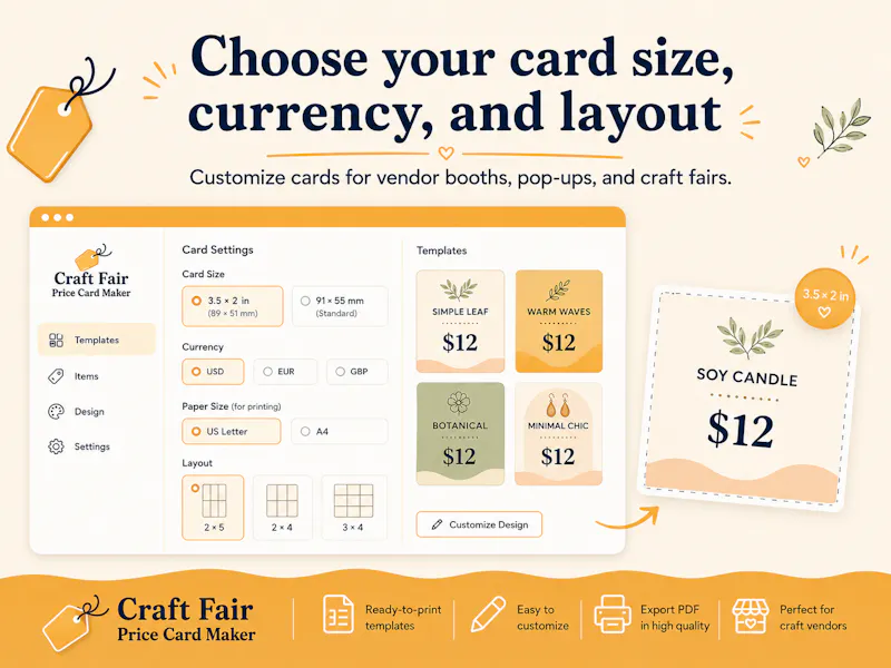 Craft Fair Price Card Maker screenshot 2