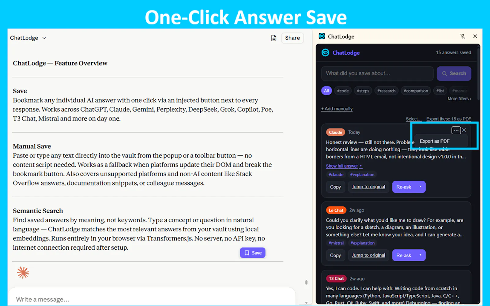 ChatLodge - Save & Search Your AI Chats screenshot 2