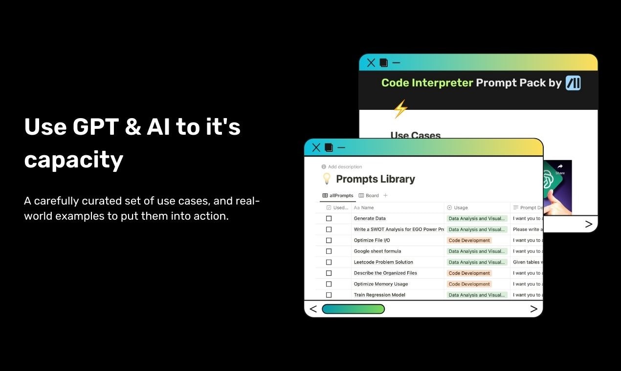 Code Interpreter Prompt Pack - 150+ prompts, 30 use case - a how-to-guide media 3
