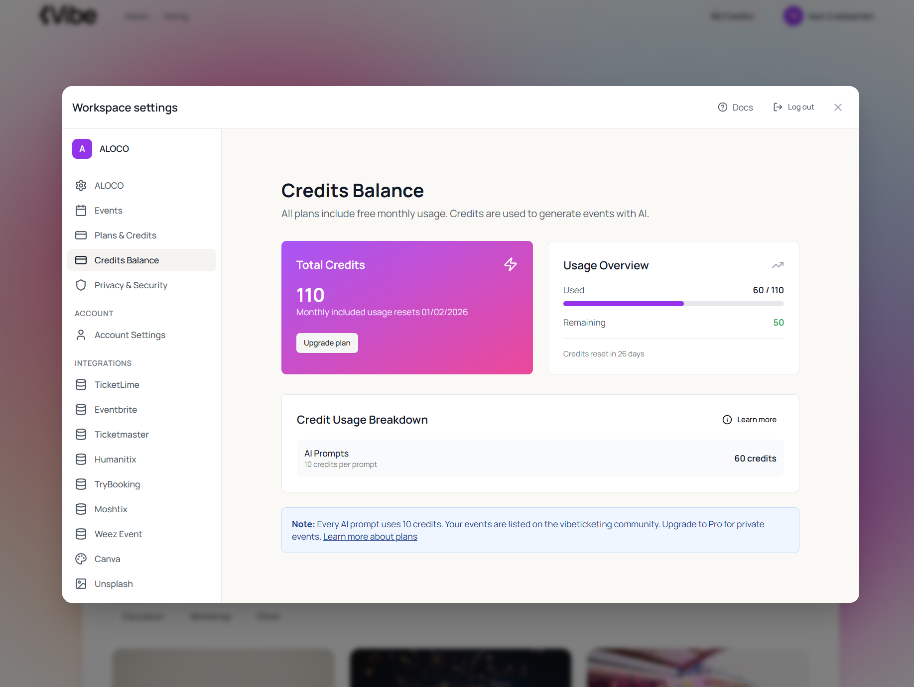 vibeticketing - Screenshot 2 showing product features and functionality