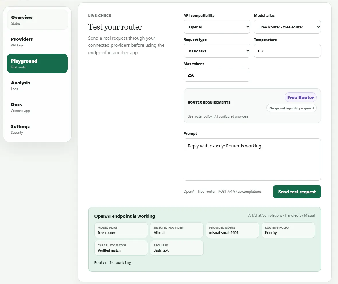 LLM Router · One API for every provider gallery image