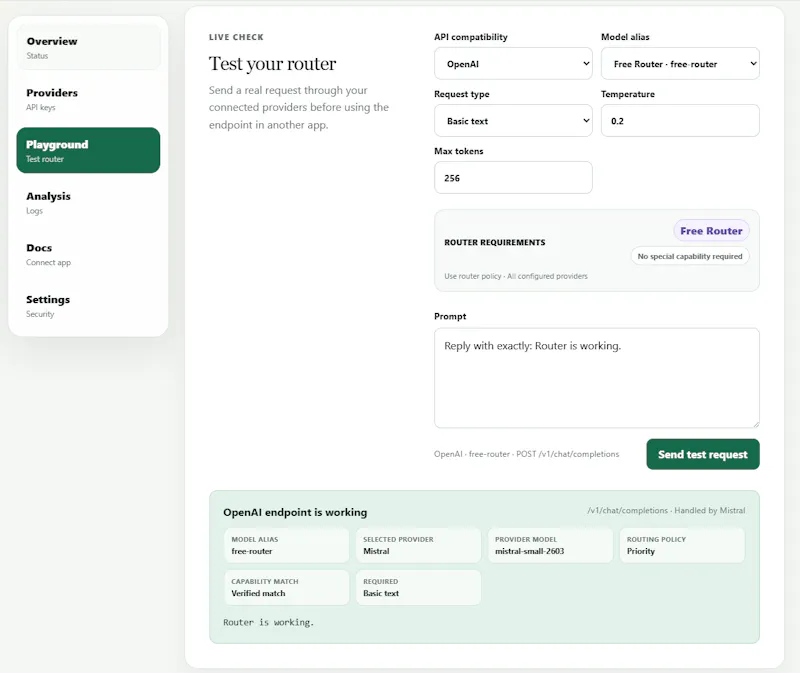 LLM Router · One API for every provider screenshot 3