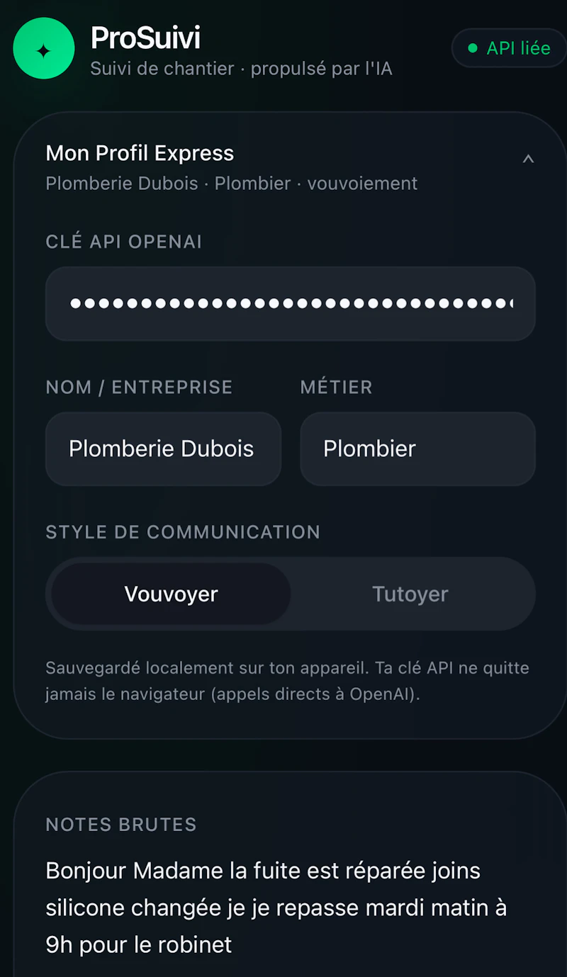 ProSuivi screenshot 2