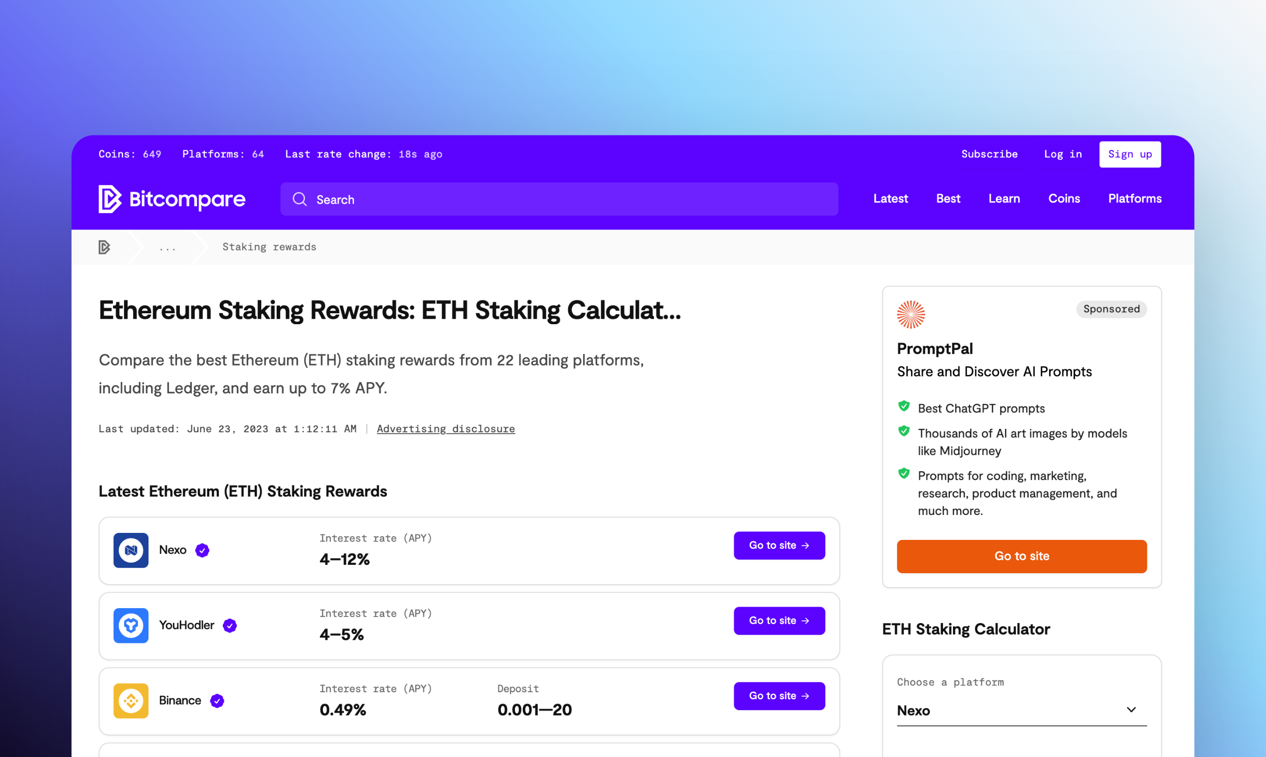 BitCompare에 의한 스테이 킹 보상 - 최고의 플랫폼에서 가장 높은 스테이 킹 보상을 받으십시오 미디어 2