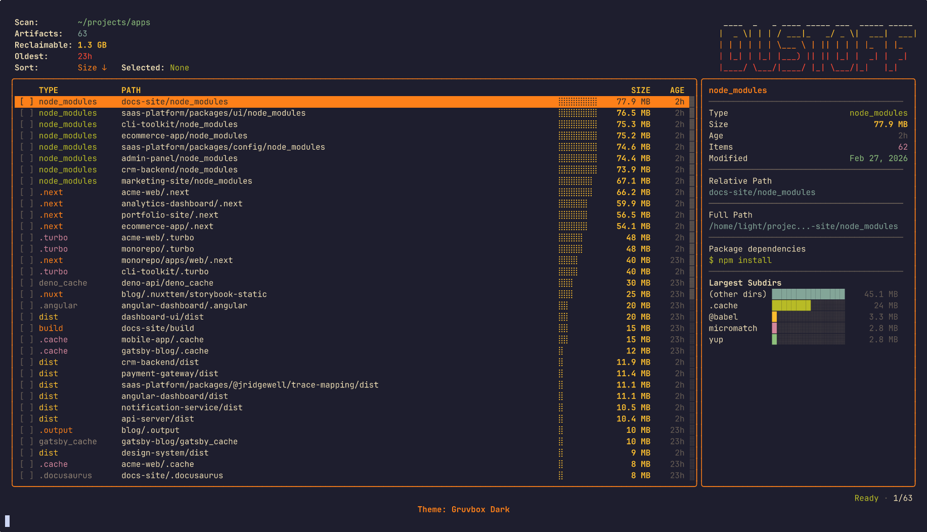 DUSTOFF – Clean JS build artifacts - Screenshot 3 showing product features and functionality