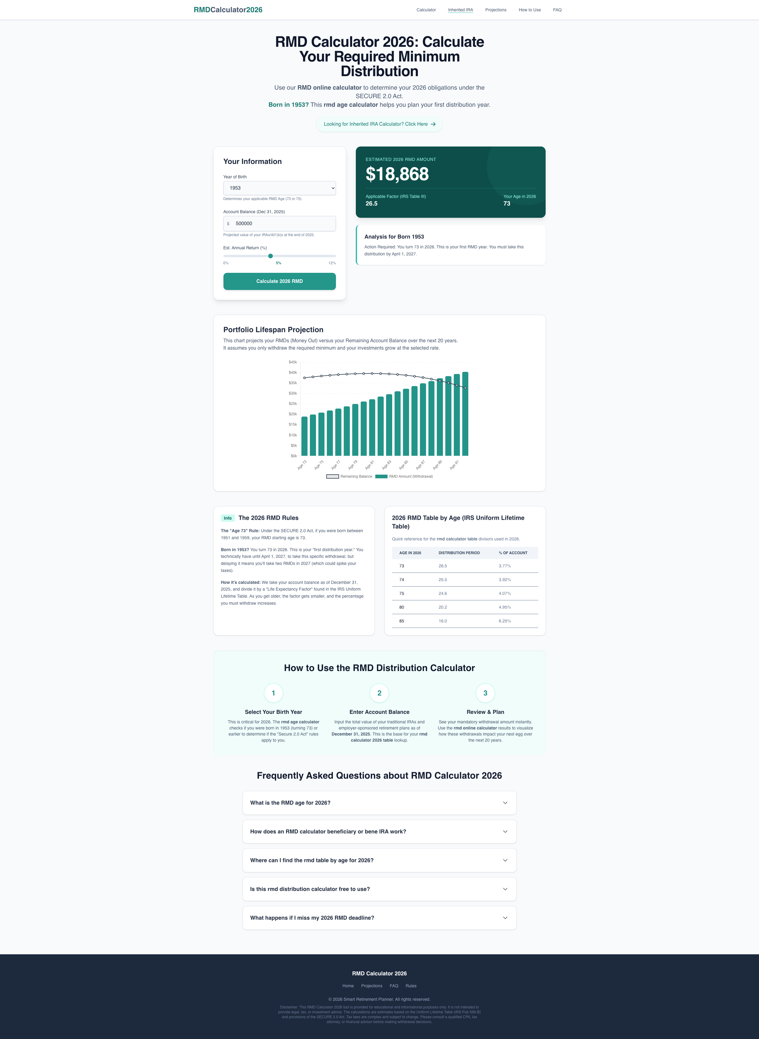 RMD Calculator 2026 gallery image