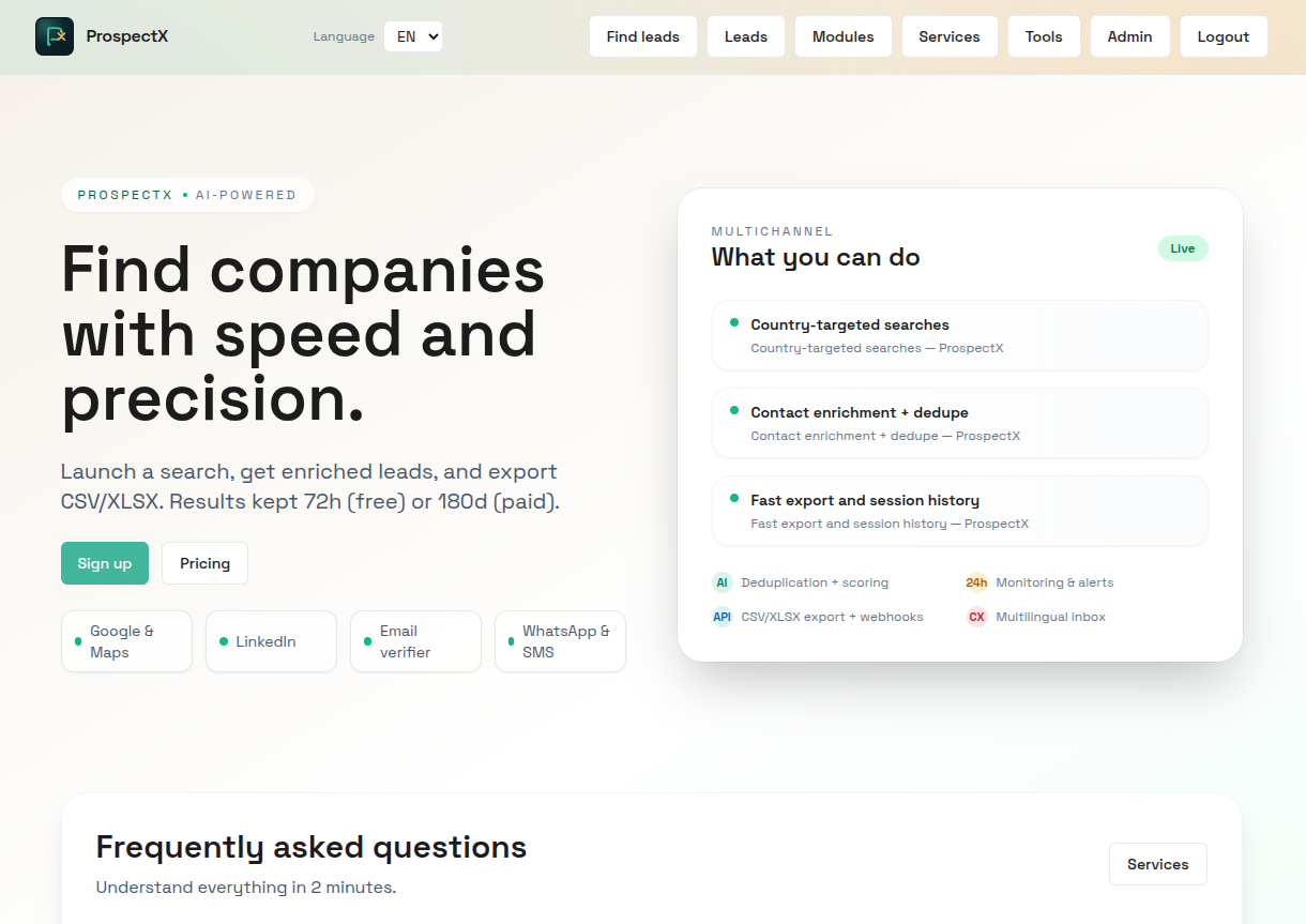 ProspectX - Screenshot 3 showing product features and functionality