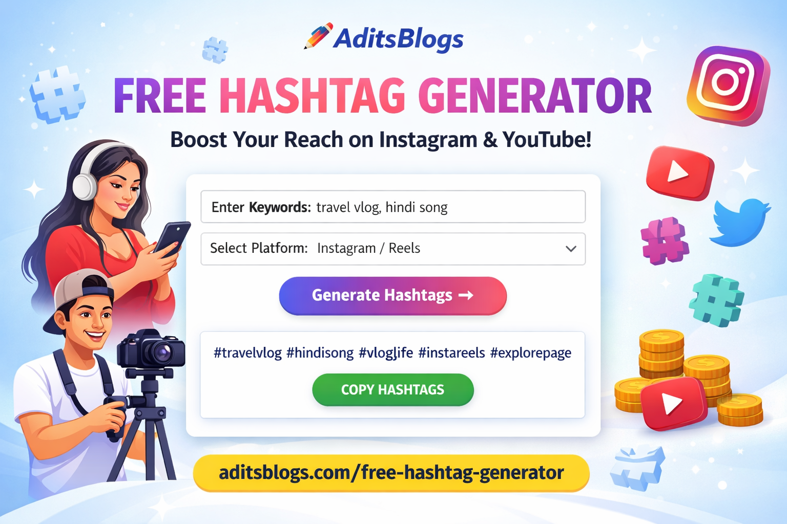 Free Hashtag Generator - Product Hunt launch logo