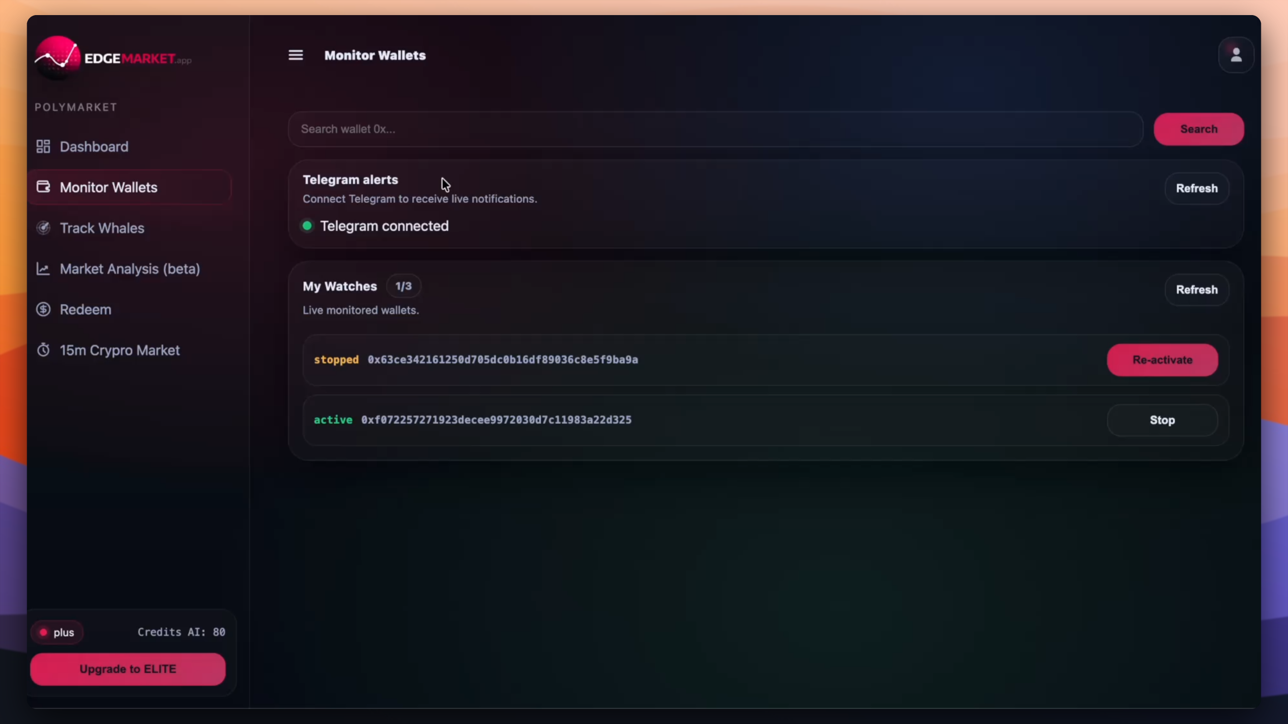 Track wallets and whales on Polymarket - Screenshot 2 showing product features and functionality