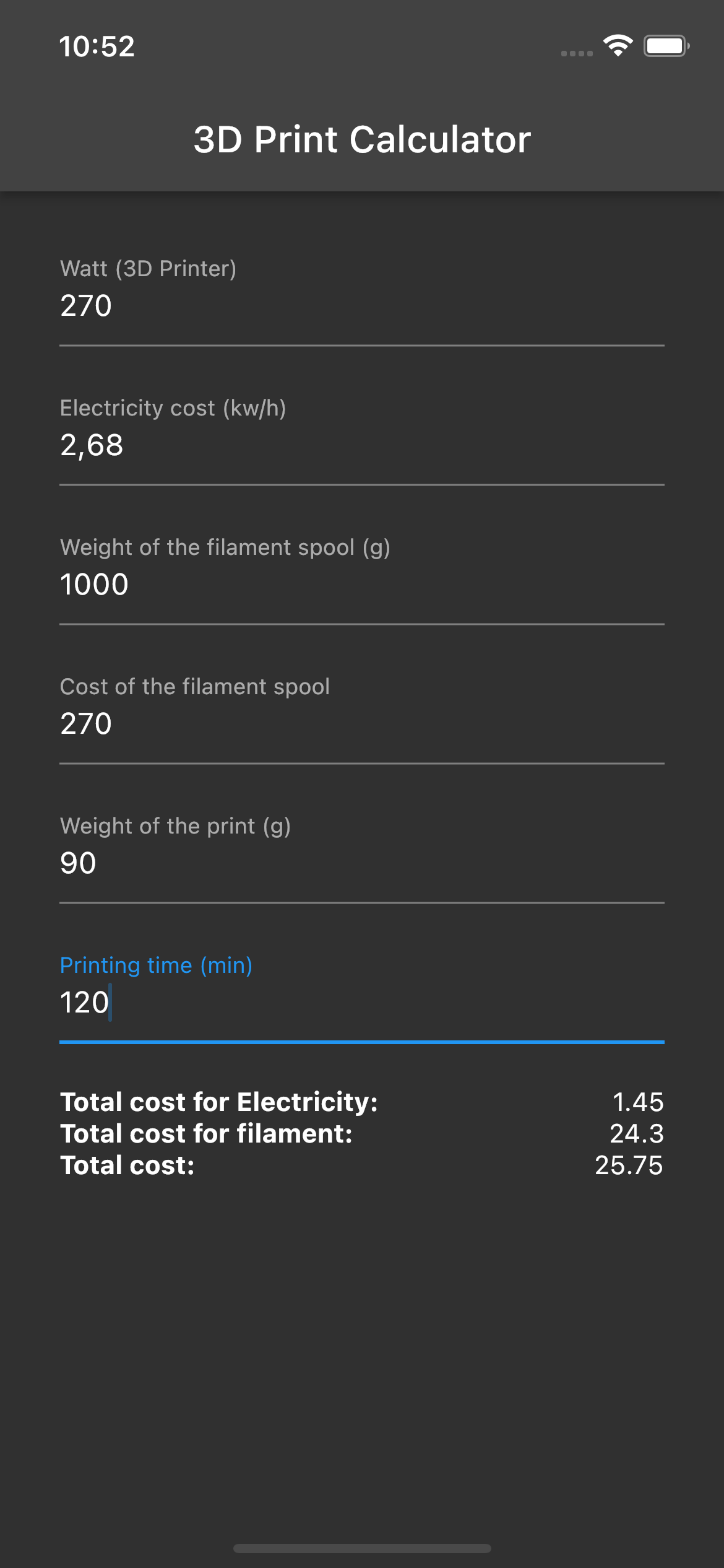 3D Print Cost Calculator gallery image