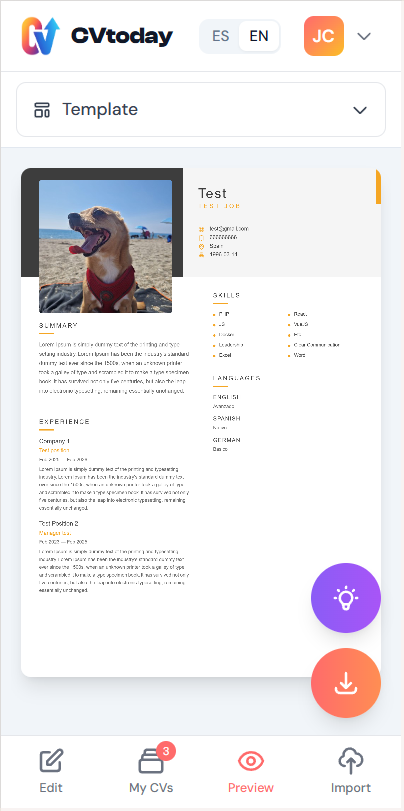 CVtoday - Screenshot 2 showing product features and functionality