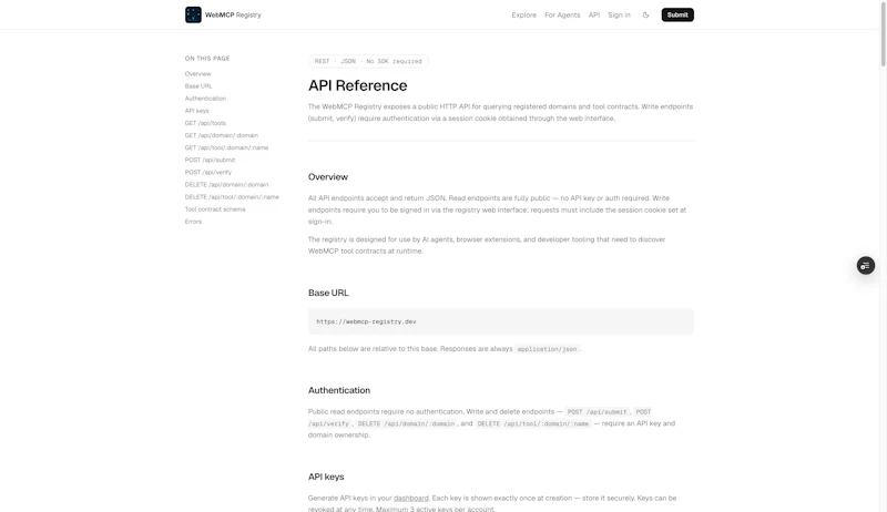 WebMCP Registry screenshot 3