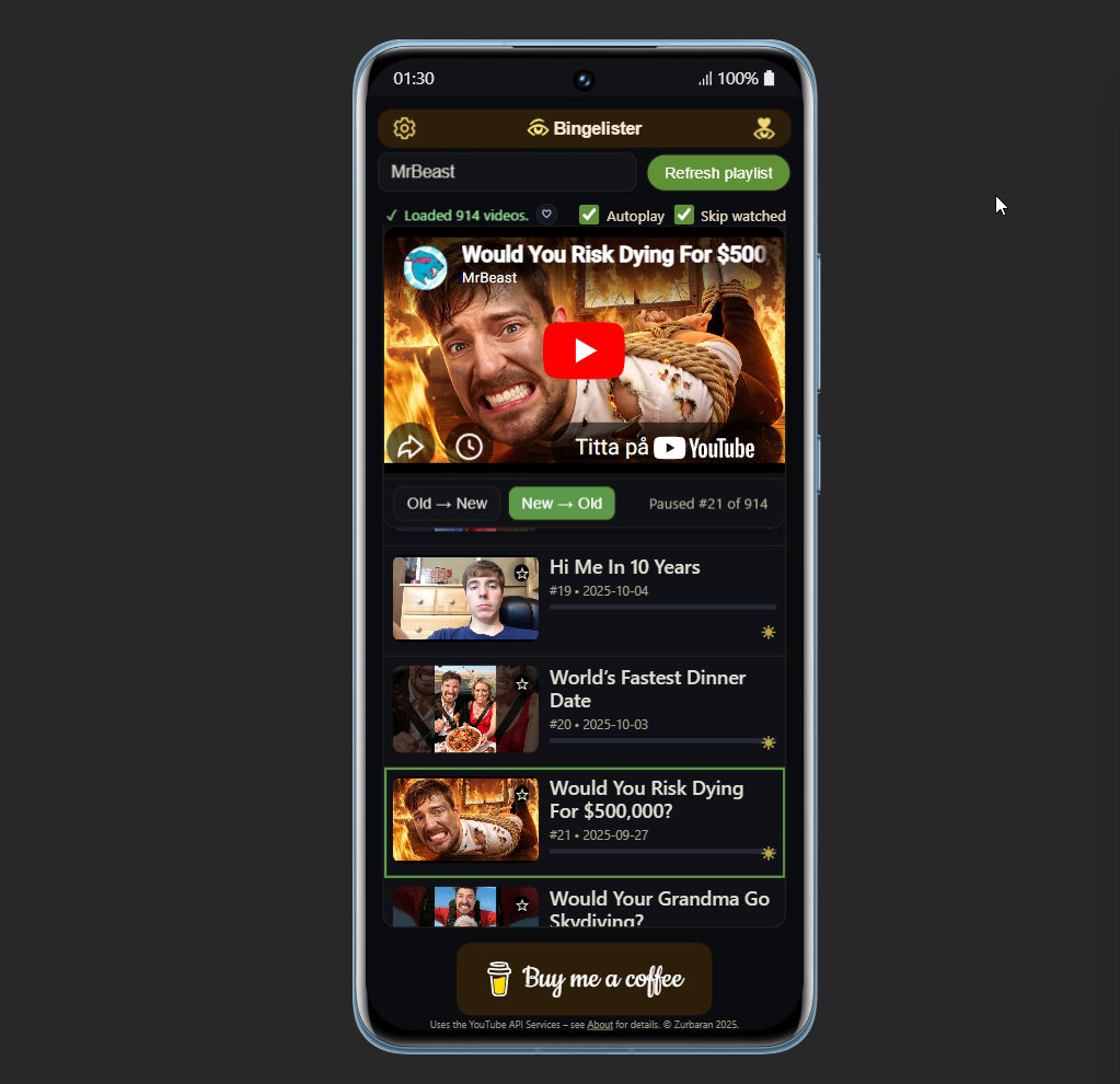 Bingelister - Screenshot 2 showing product features and functionality