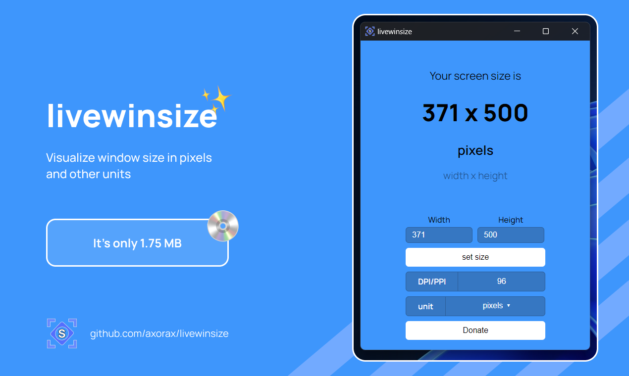 Livewinsize - 픽셀 및 기타 장치에서 창 크기를 시각화하십시오 미디어 1