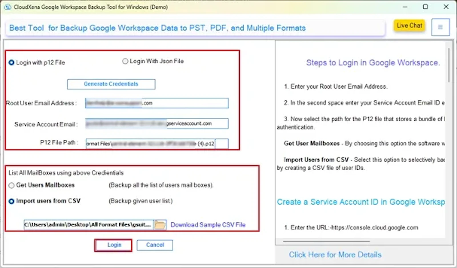 CloudXena Google Workspace Backup Tool screenshot 2