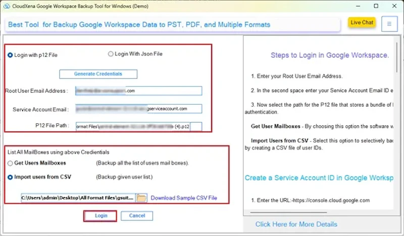CloudXena Google Workspace Backup Tool screenshot 2