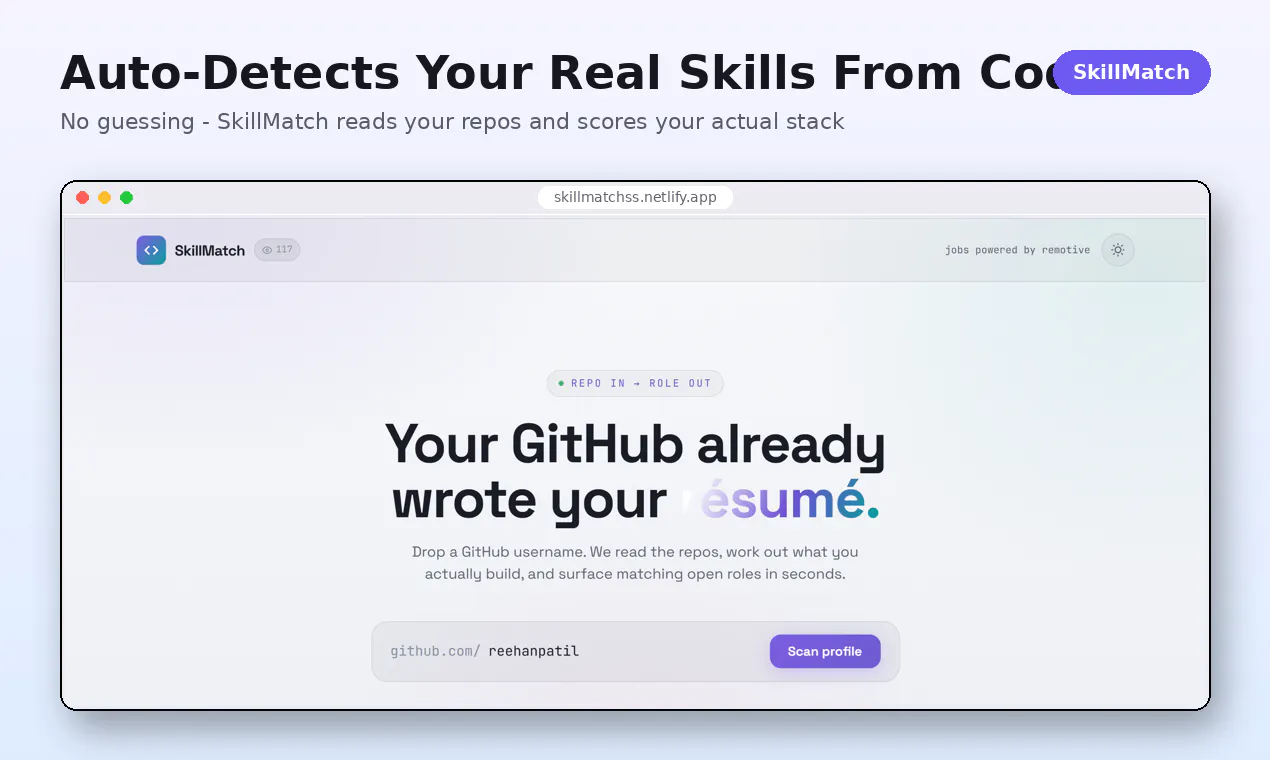 SkillMatch — Find Jobs From Your GitHub gallery image