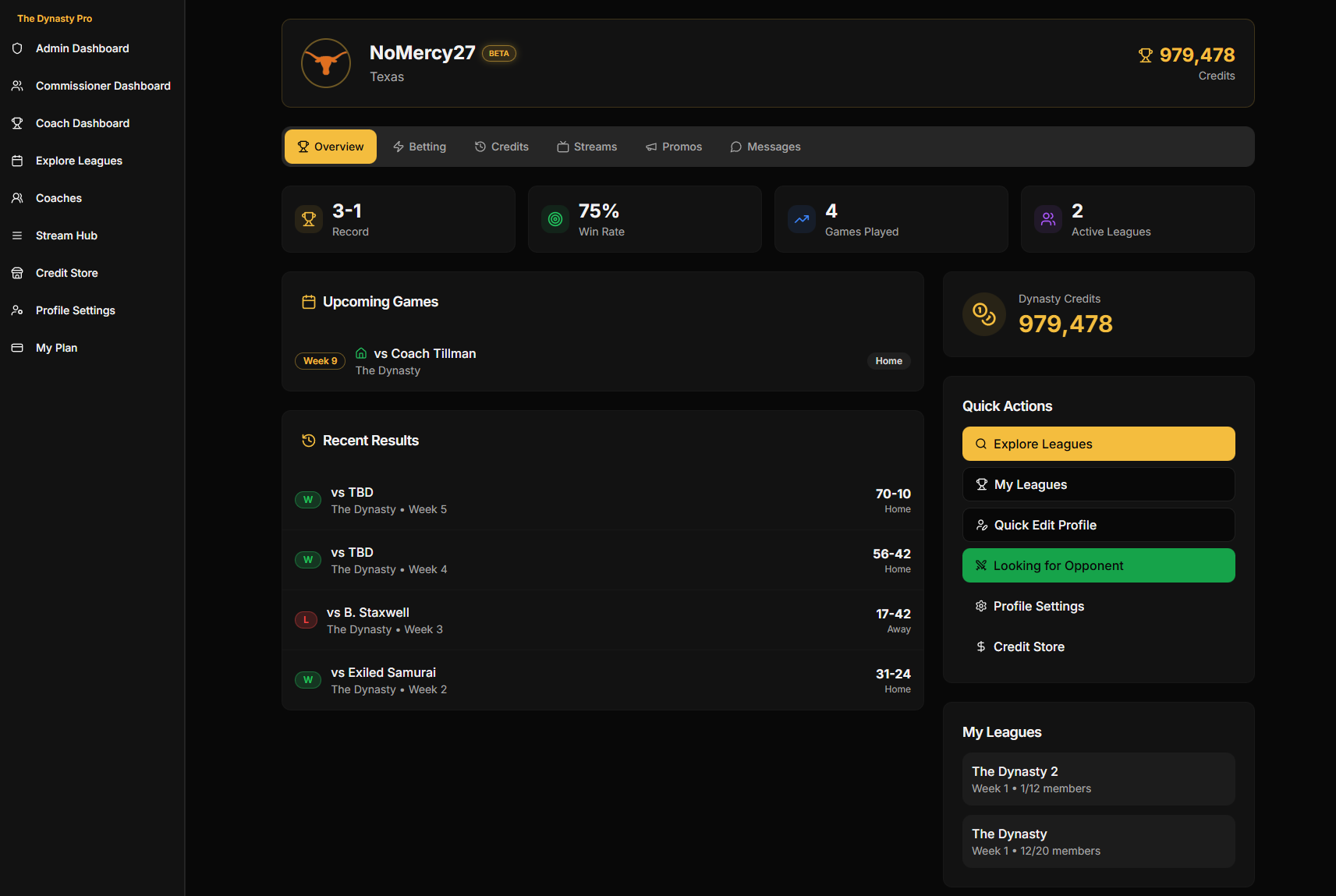 The Dynasty Pro - Screenshot 2 showing product features and functionality