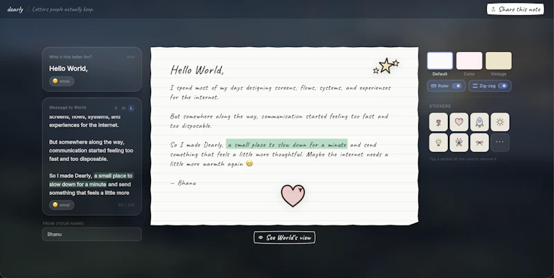 Dearly — Notes that feel personal screenshot 2