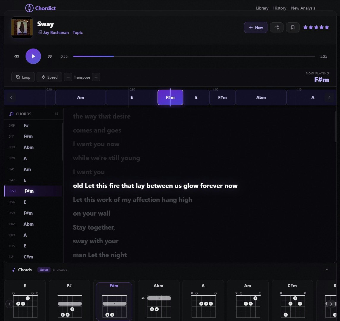 Chordict — Audio Chord & Lyric Analyzer - Screenshot 2 showing product features and functionality