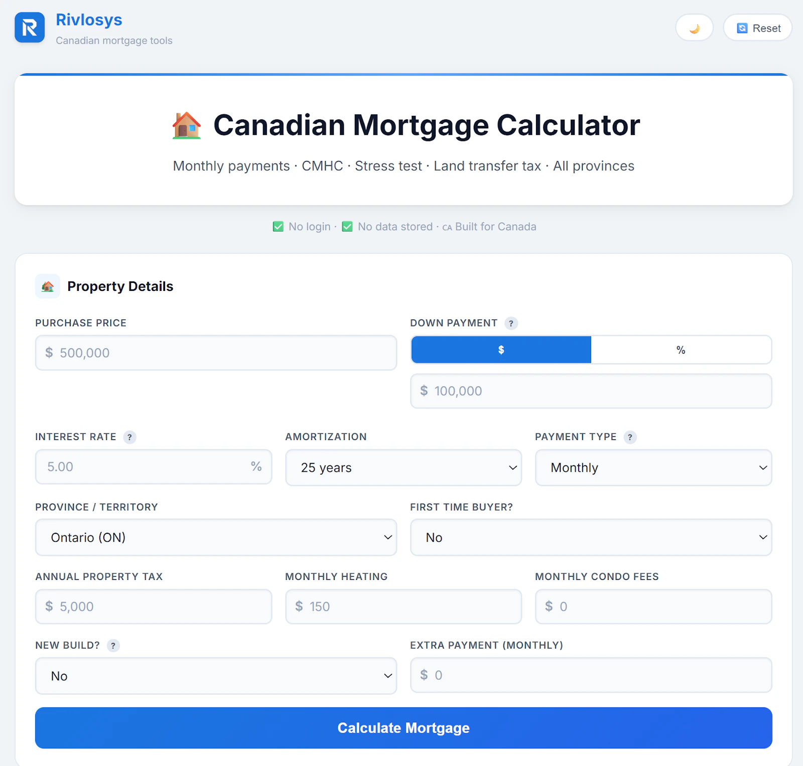 Rivlosys Mortgage Calculator screenshot 1