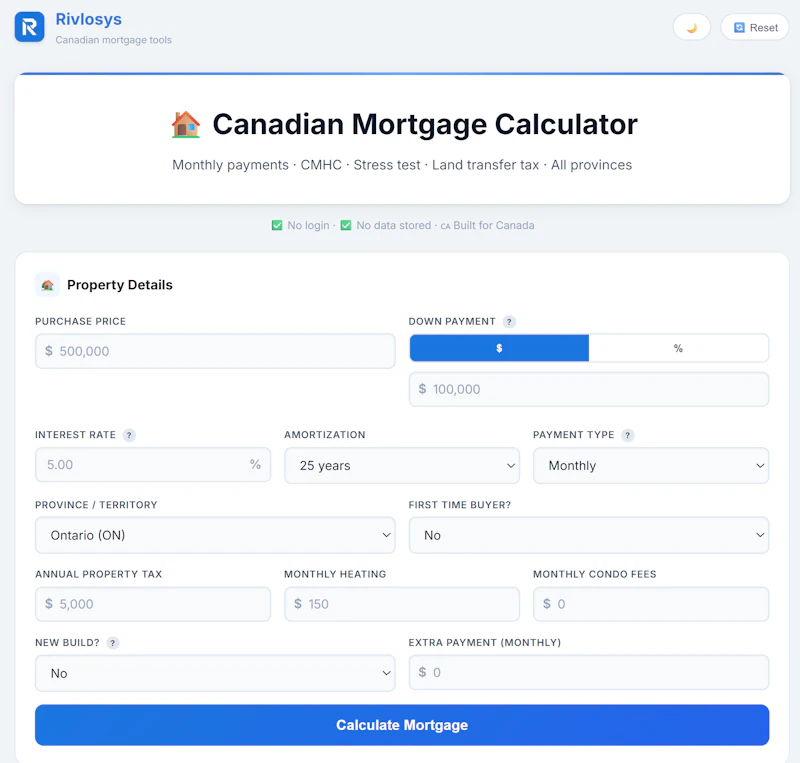 Rivlosys Mortgage Calculator screenshot 1