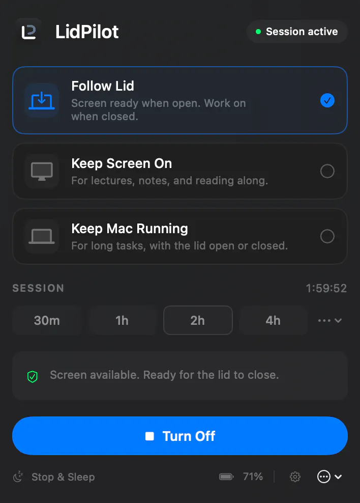 LidPilot — Your Mac. On your time. gallery image