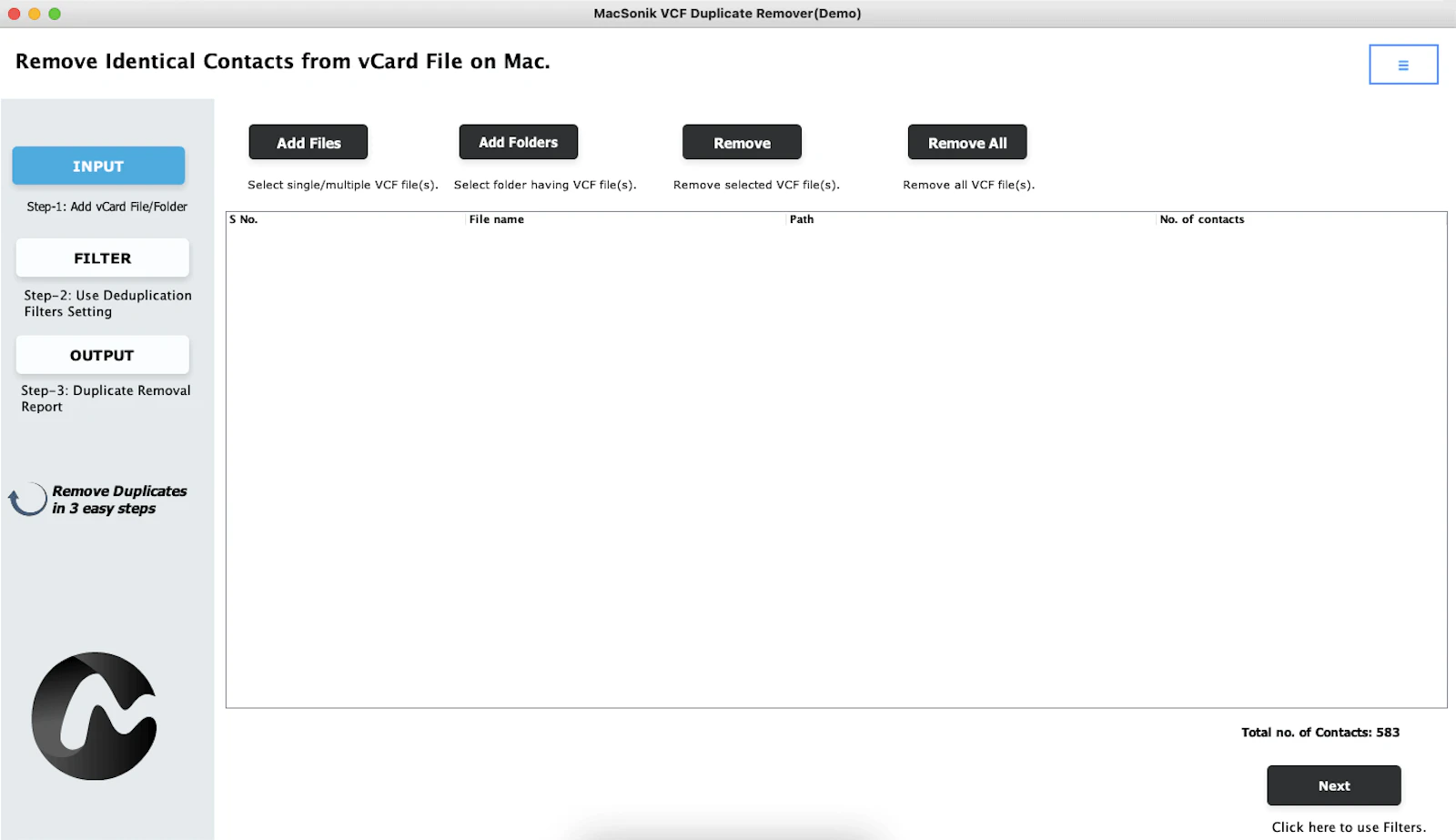 MacSonik vCard Duplicate Remover screenshot 4
