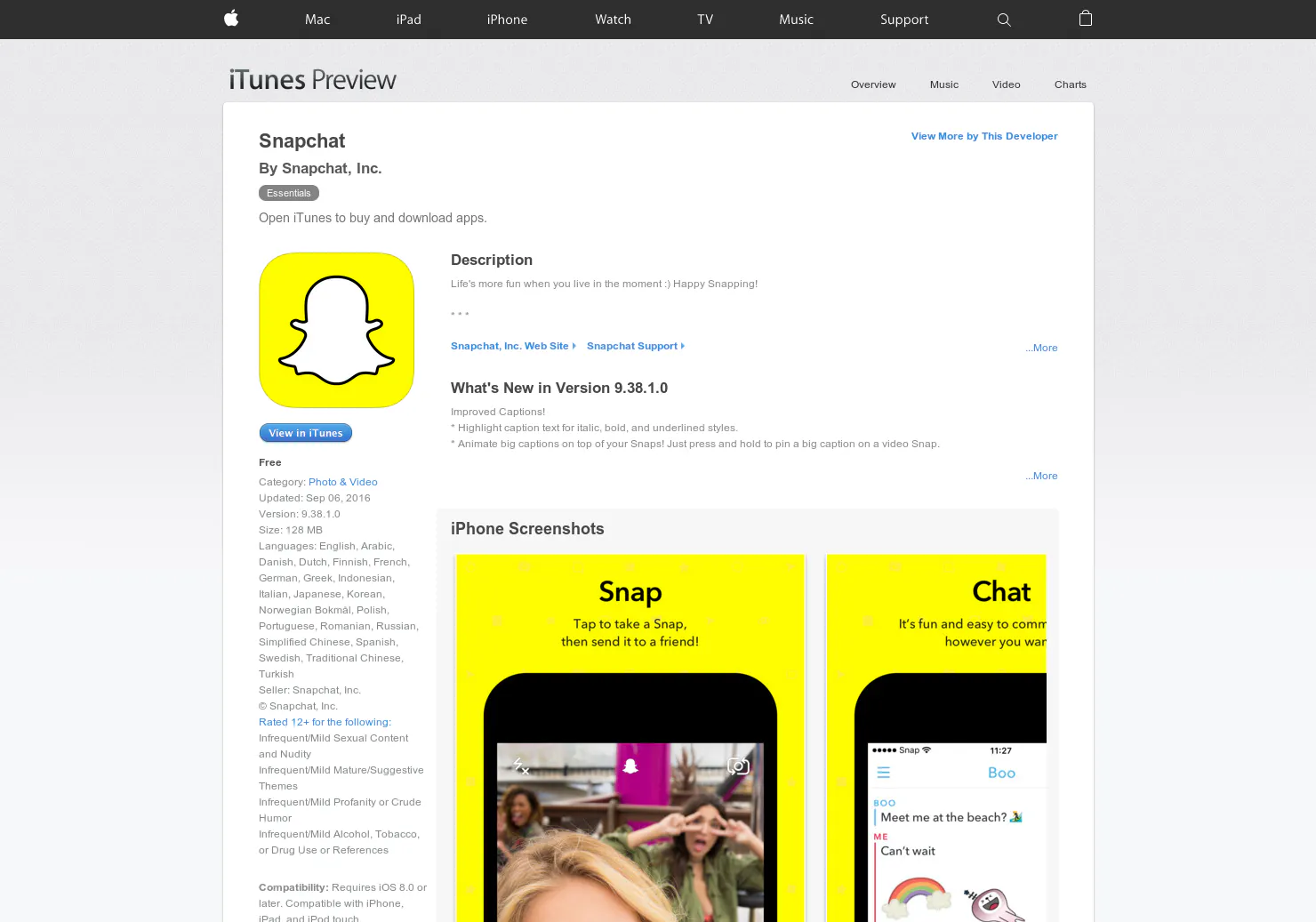 Snapchat 6.1