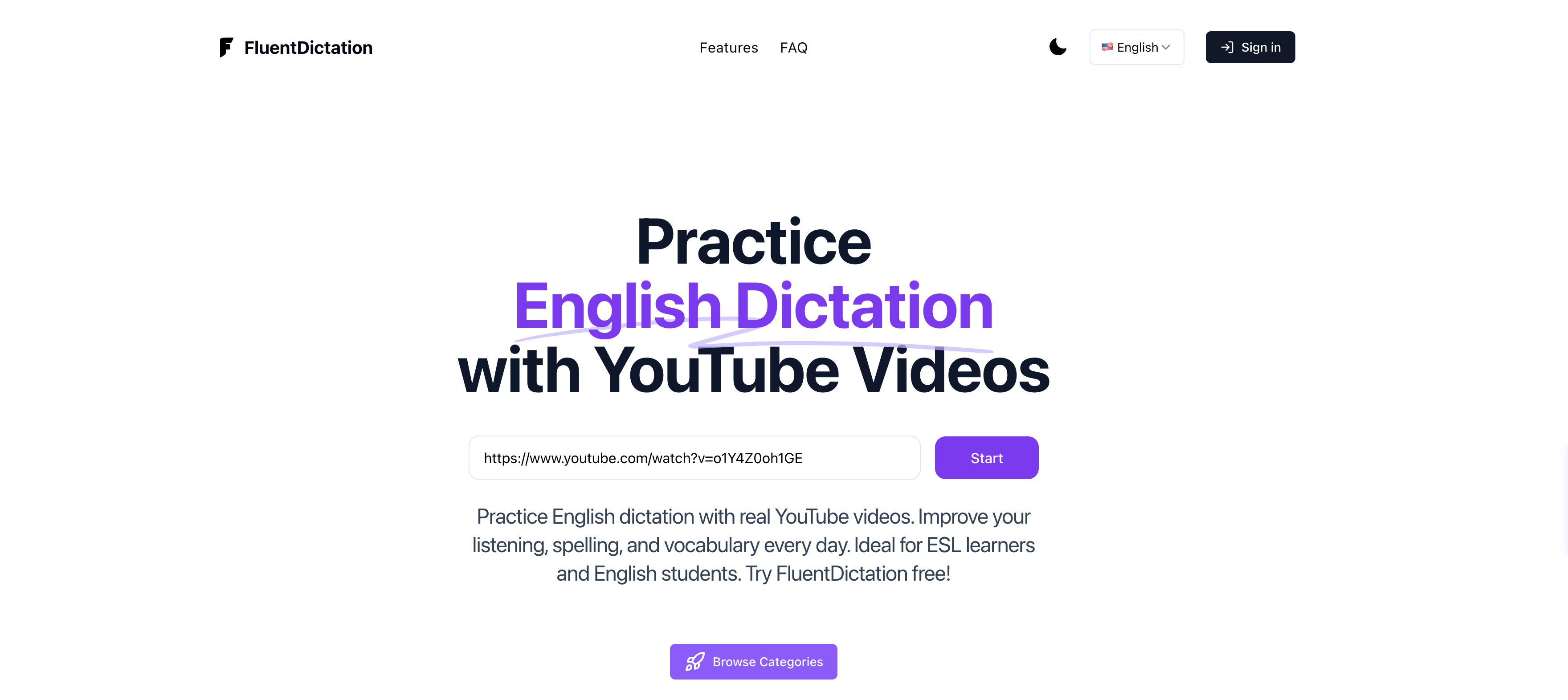 Média FluentDictation - Pratique de dictée anglaise avec des vidéos YouTube basées sur un niveau 2