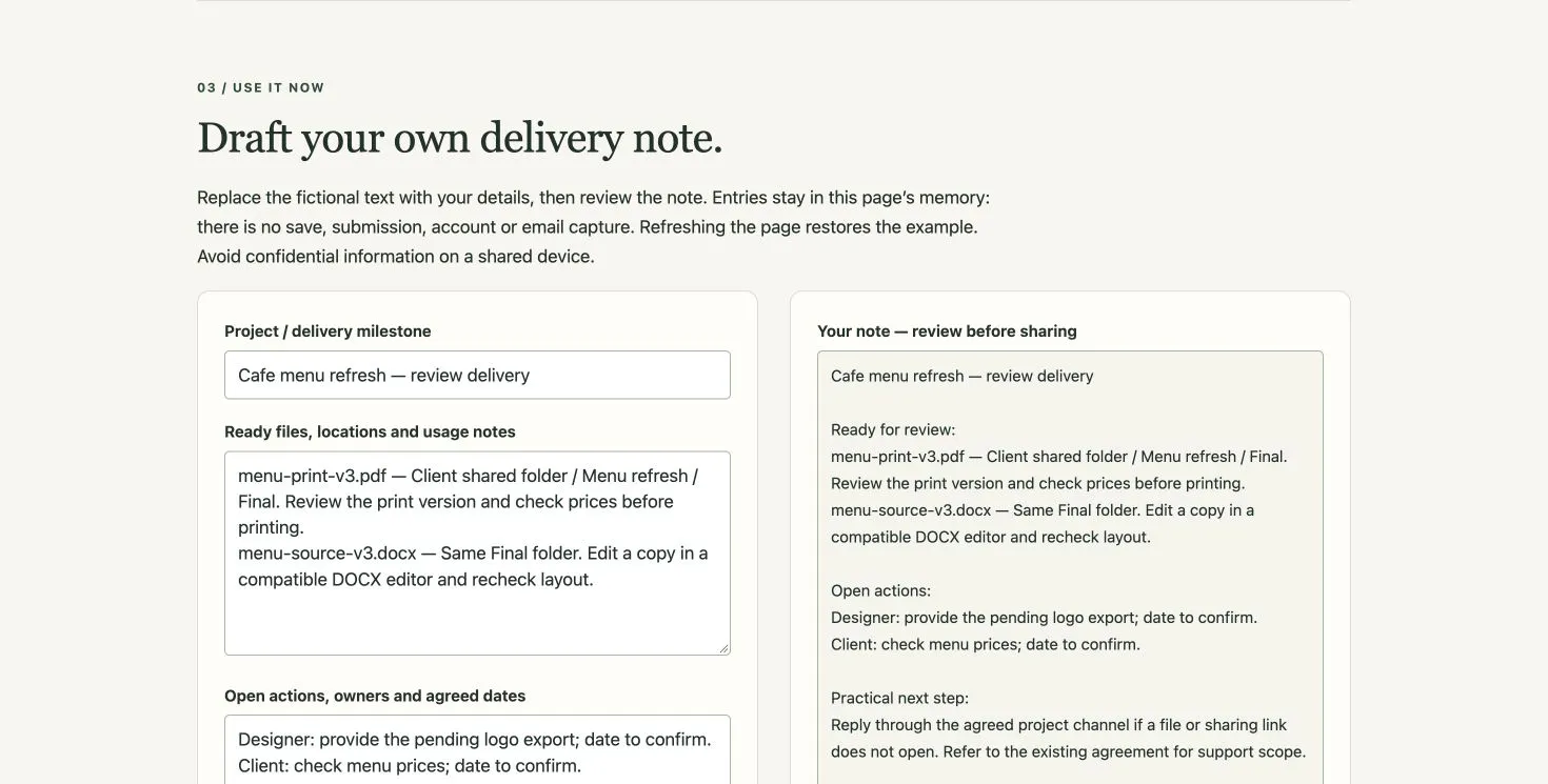 Client Delivery Note Builder gallery image