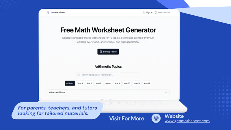 GenMathSheet screenshot 2