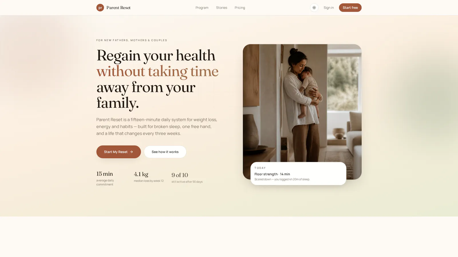 Parent Reset — Postpartum Fitness screenshot 1