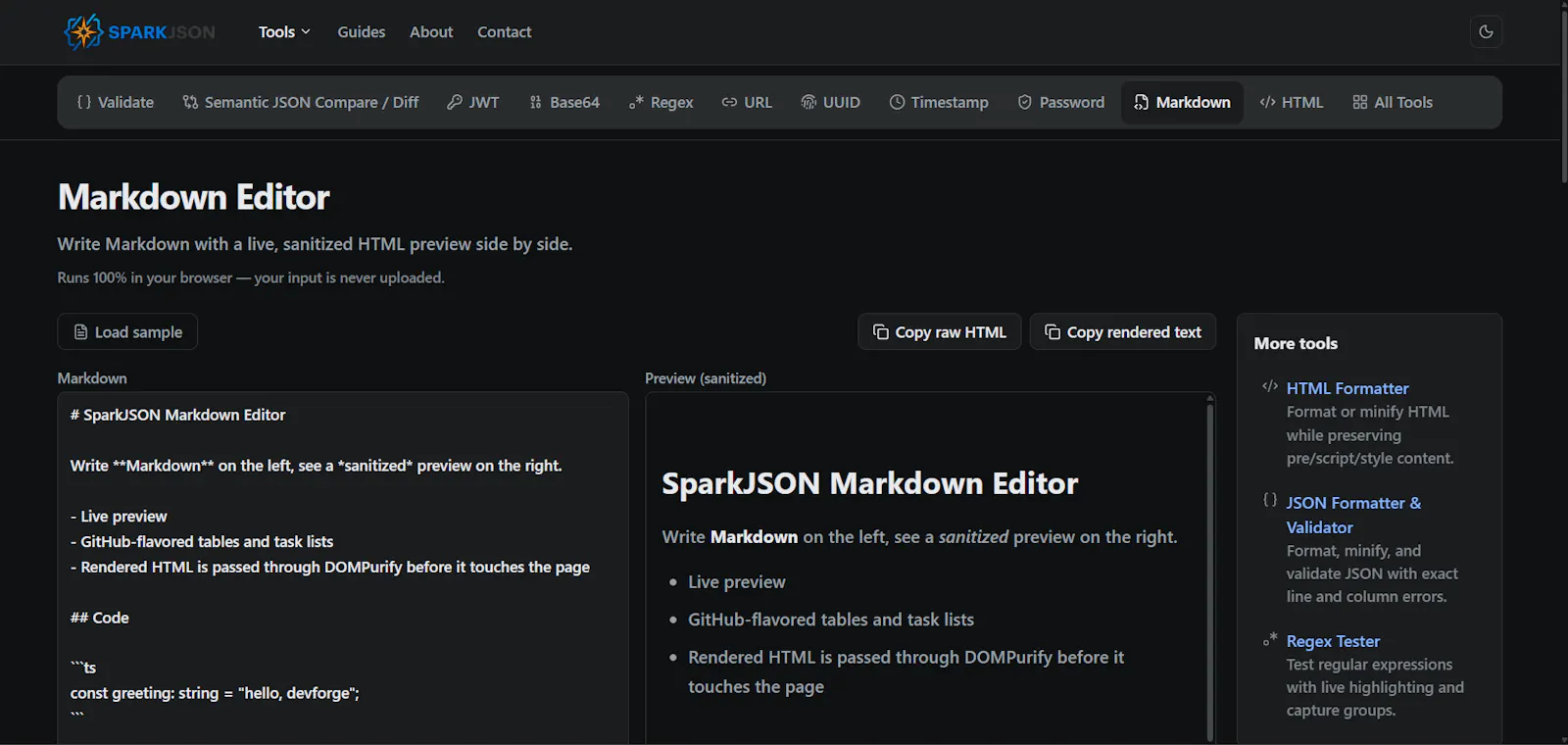 SparkJSON screenshot 3