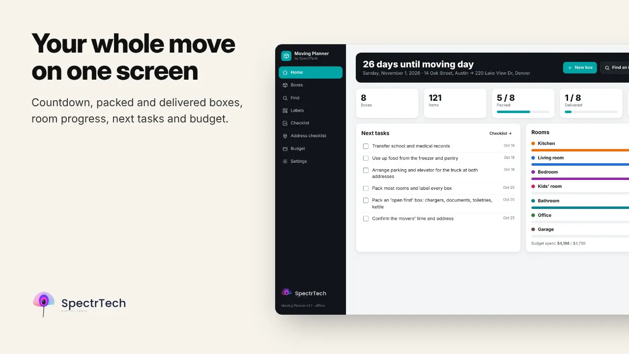 Moving Planner with QR Box Labels gallery image