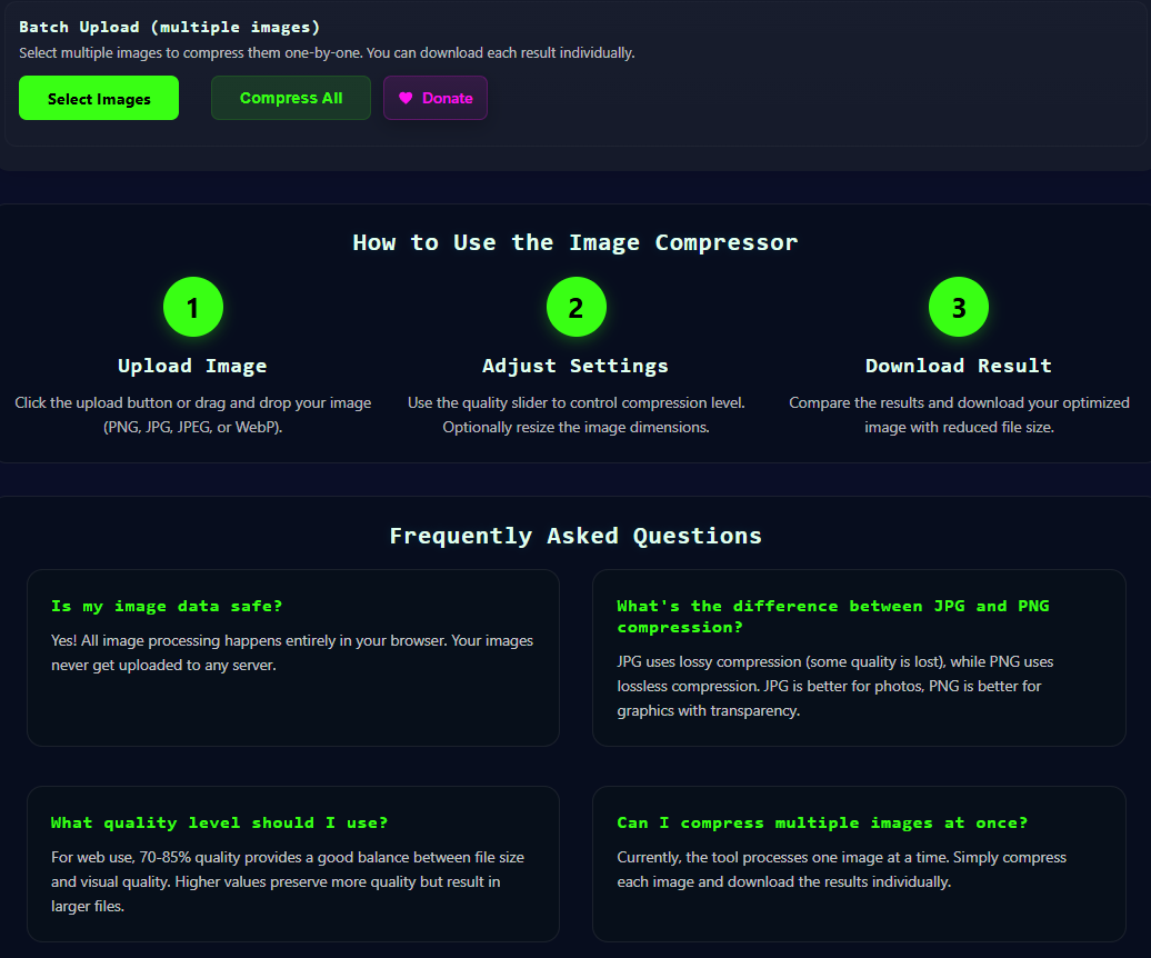 Image Compressor - Screenshot 3 showing product features and functionality