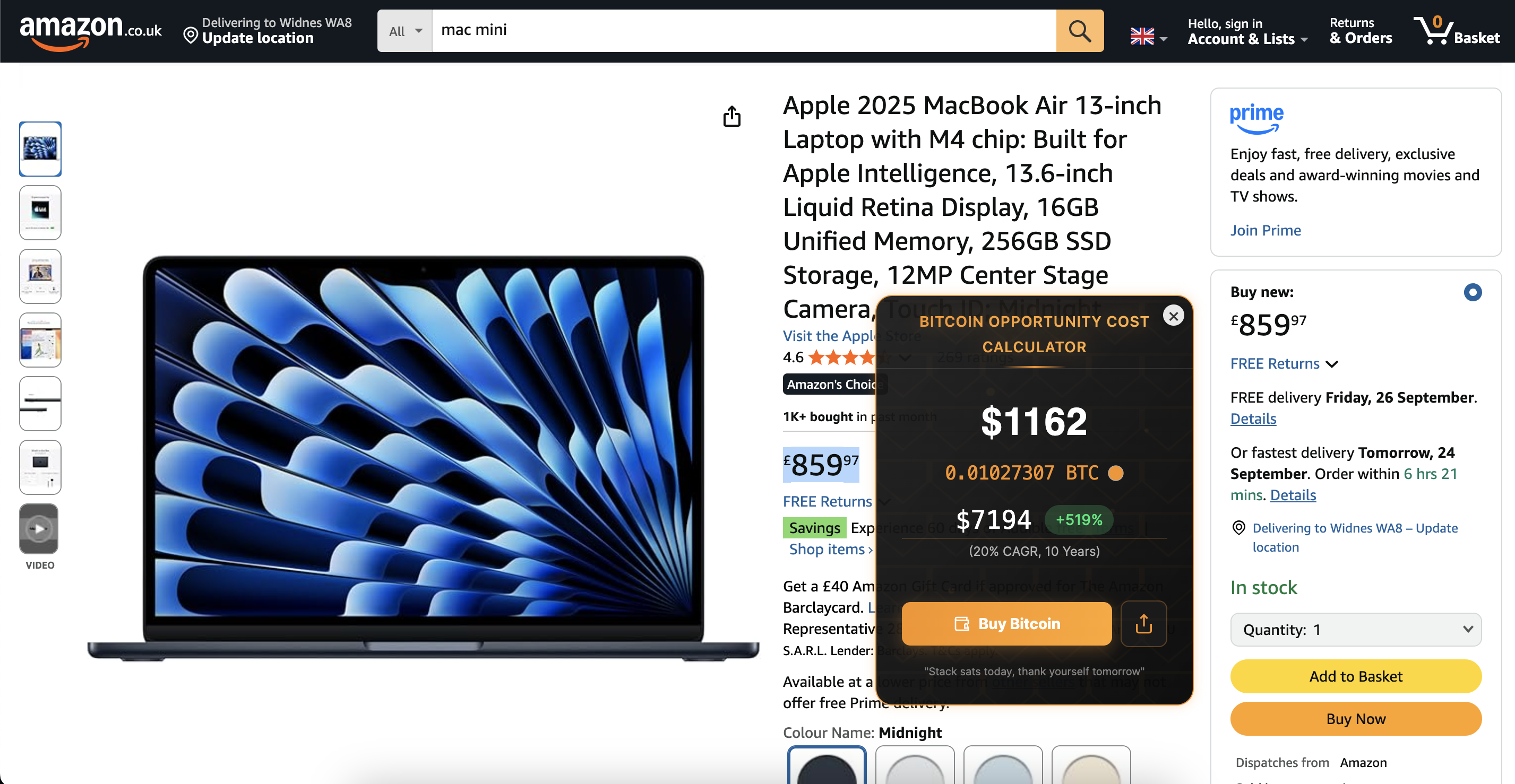 BTC Opportunity Cost Calculator gallery image