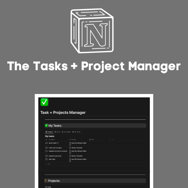Tasks + Project Manager Notion Template
