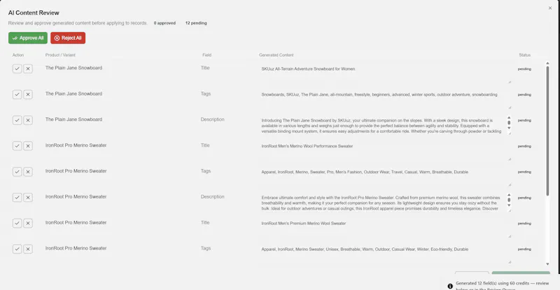 SKUuz Agentic Product Catalog Management screenshot 3