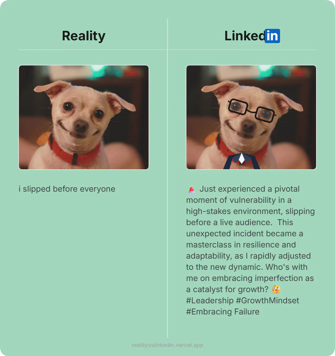 Reality vs Linkedin cringe gallery image