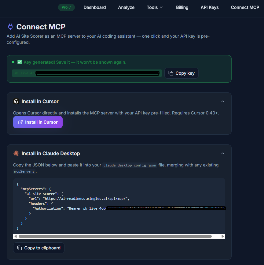 AI Site Scorer - Screenshot 2 showing product features and functionality