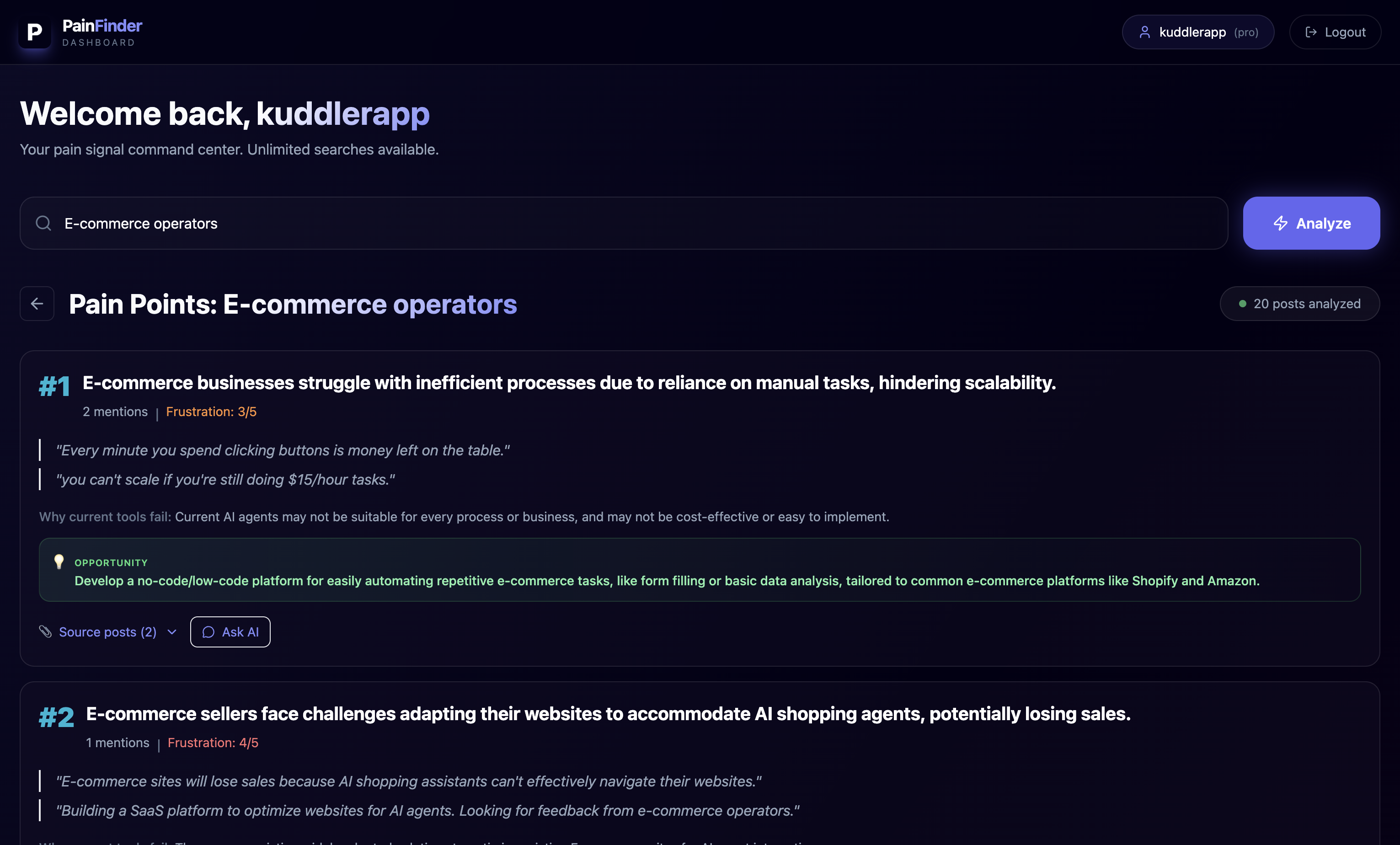 PainFinder - Screenshot 2 showing product features and functionality