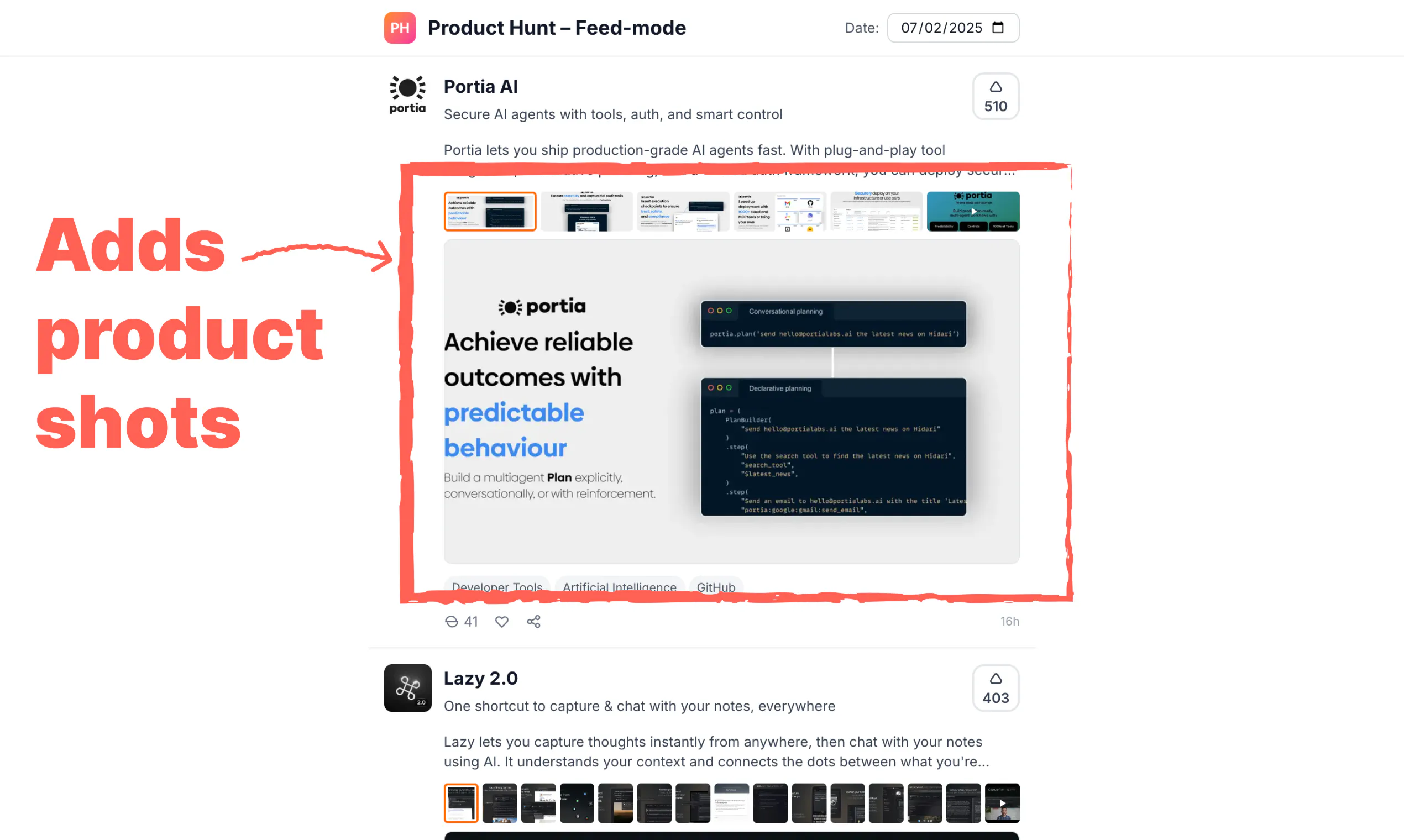 Product Hunt – Feed-mode gallery image